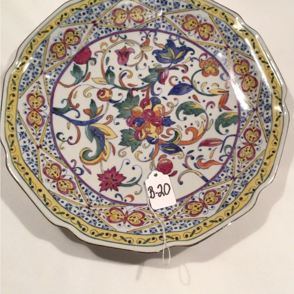 Porcelain Floral Decor Large Charger Platter/Plate Stamped 675- 12” - Picture 8 of 9